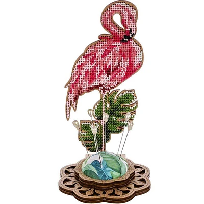 Wonderland Crafts Flamingo Bead Embroidery on Wood Kit