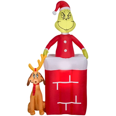 6ft. Animated Airblown® Inflatable Christmas Grinch in Chimney