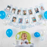 Kate Aspen® Shark Party 1st Birthday Milestone Photo Banner & Cake Topper Set