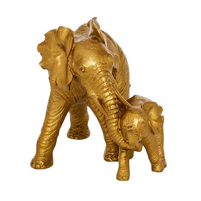 10" Gold Eclectic Elephant Sculpture