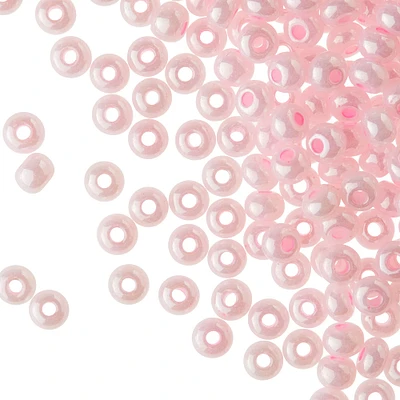 12 Pack: John Bead Pink Pearl Opaque Czech Glass Seed Beads, 6/0