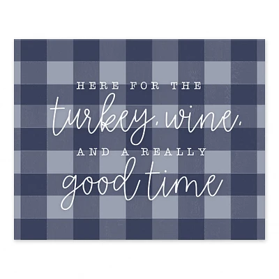 Turkey Wine Good Time Blue Checkered Tabletop Canvas