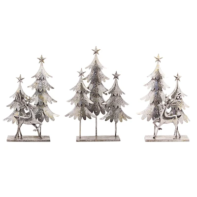Metal Christmas Trees & Deer Accent, 3ct.