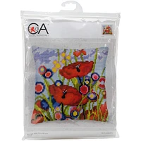 Collection D'Art® Stamped Needlepoint Red Poppies Cushion Kit