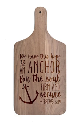 17" Anchor For The Soul Walnut Wood Paddle Cutting Board