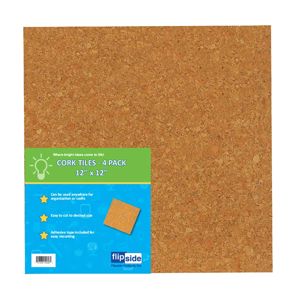 12" x 12" Flipside Cork Tiles, 4ct.