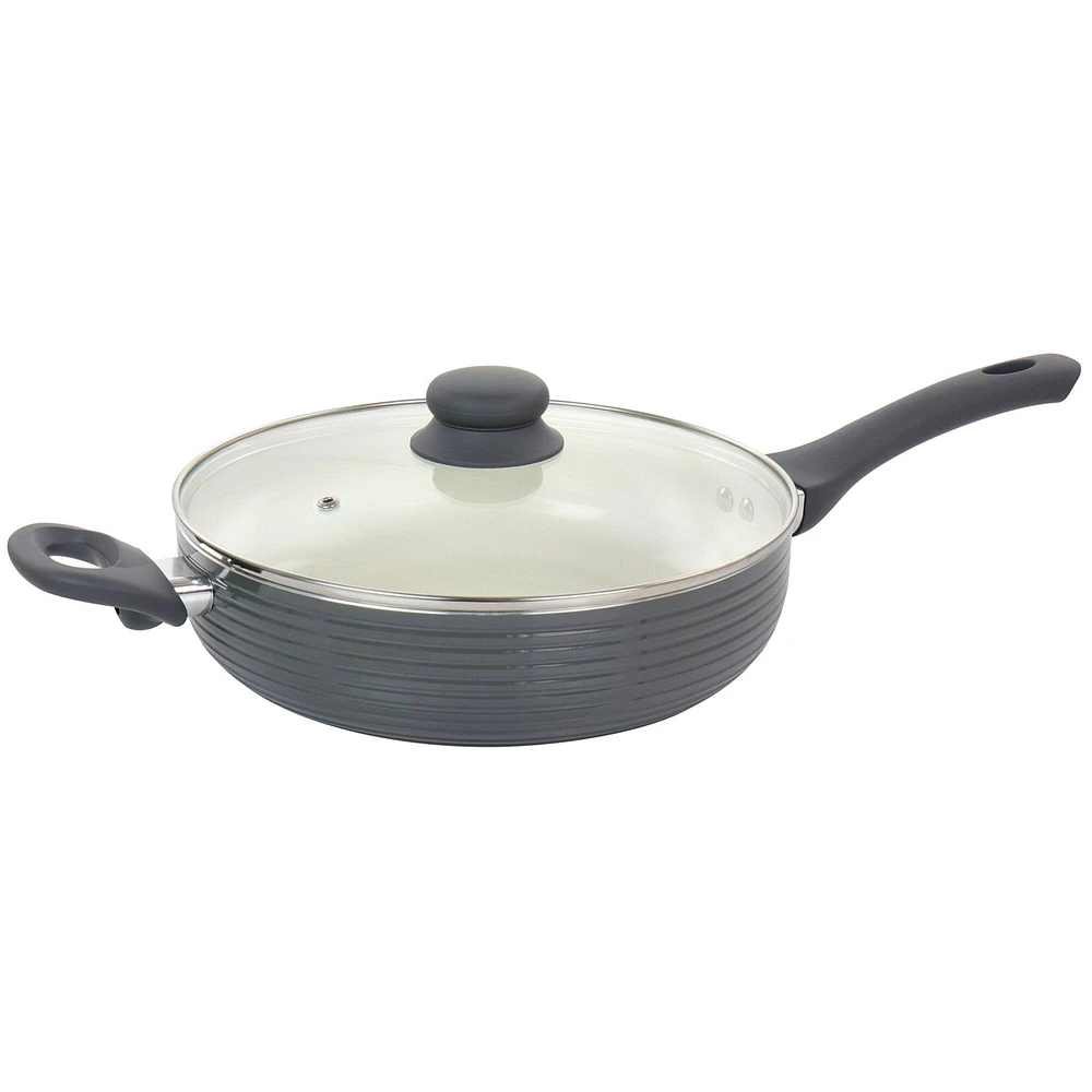 Oster Ridge Valley 3.5qt. Gray Nonstick Aluminum Sauté Pan with Lid