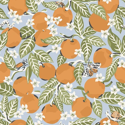 NuWallpaper PrintFresh Sky Blue Orange Grove Peel & Stick Wallpaper