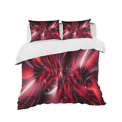 Designart 'Red Implosion' Modern & Contemporary Bedding Set