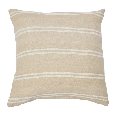 20" Square Interwoven Double-Striped Cotton Pillow Cover