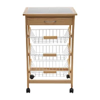 Organize It All 3-Tier Basket & Drawer Kitchen Cart