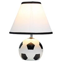 Simple Designs™ 11.5" Soccer Ball Base Table Lamp with White Shade Black Trim