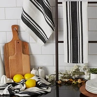 DII® Black Chef Stripe Dish Towels, 3ct.