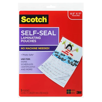 Scotch™ Self-Seal Laminating Pouches, 8.5" x 11"