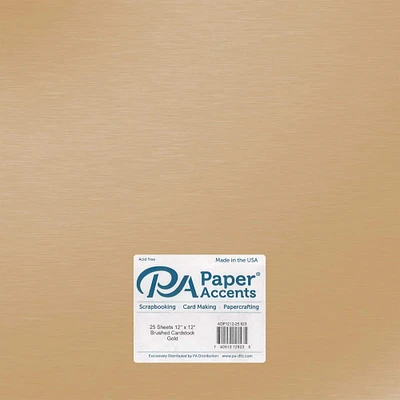 PA Paper™ Accents Gold 12" x 12" 105lb. Brushed Cardstock Paper, 25 Sheets