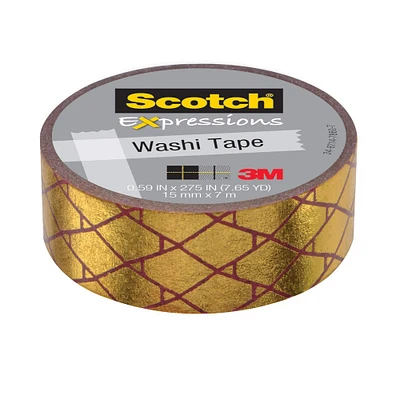 3M Scotch® Expressions Magenta & Gold Foil Diamonds Washi Tape