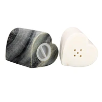 Heart-Shaped Marble Salt & Pepper Shakers Set