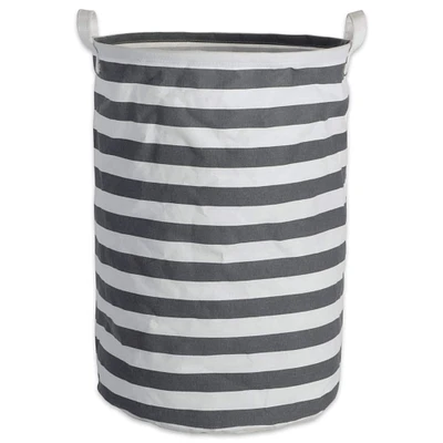 DII® Round Stripes PE-Coated Cotton Polyester Laundry Hamper