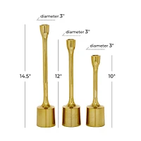 CosmoLiving by Cosmopolitan Set of 3 Gold Candle Holder 14", 12", 10"