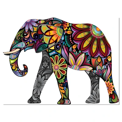 Designart - Yellow Cheerful Elephant - Animal Canvas Art Print