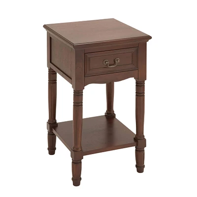 29" Brown Pine Traditional Accent Table