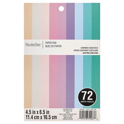 Pastel Pearlized 4.5" x 6.5" Paper Pad by Recollections™, 72 Sheets