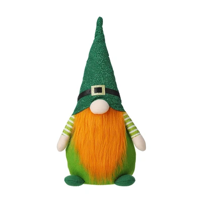 Glitzhome® 25.5" St. Patrick's Fabric Standing Gnome Décor