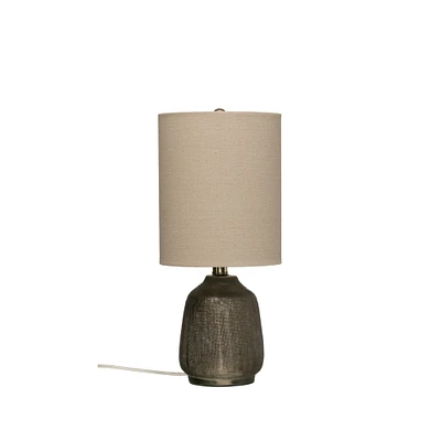 18" Metallic Glazed Terracotta Table Lamp with Linen Shade