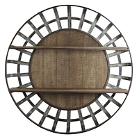 Rustic Round Wall Shelf Organizer