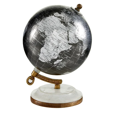 7" Black Marble & Metal Modern Globe