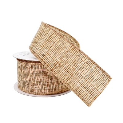 1.5'' x 3yd. Linen Wired Textured Ribbon by Celebrate It®