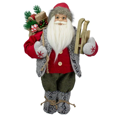 18" Standing Santa Christmas Figure Carrying Presents & Sled