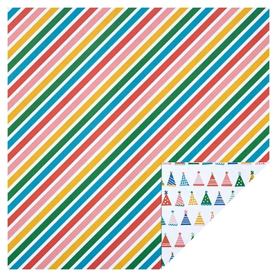 48 Pack: Birthday Hat & Stripe Double-Sided Cardstock Paper by Recollections™, 12" x 12"