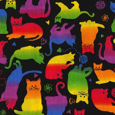 Fabric Traditions Rainbow Cats Cotton Fabric