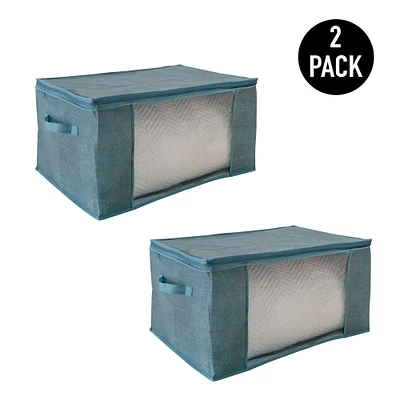 Simplify Dusty Blue Blanket Storage Bag Set