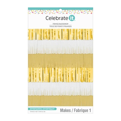 12 Pack: 72" Gold & White Fringe Backdrop by Celebrate It™