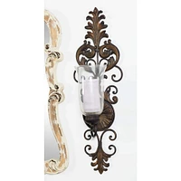 31" Gold Glass Rustic Candle Wall Sconce