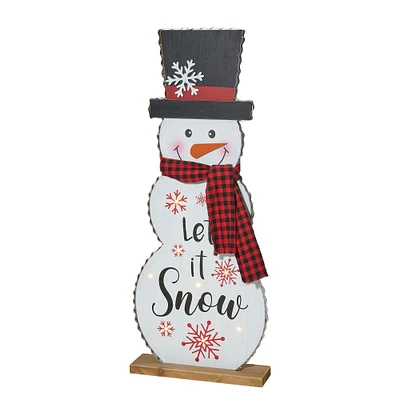 Glitzhome® 36" Lighted Wooden Christmas Snowman Porch Décor