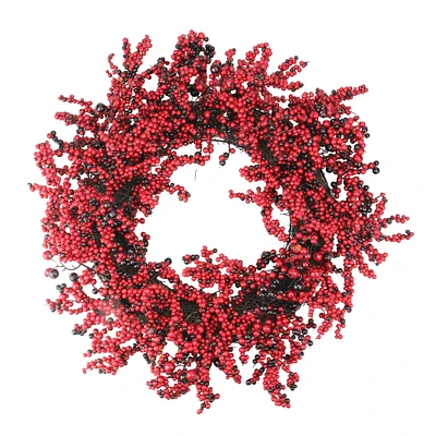 22" Red & Brown Berry Christmas Wreath