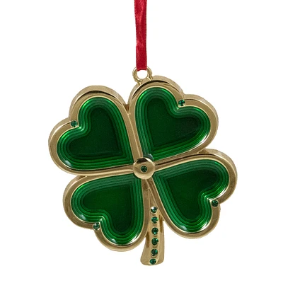 Green & Gold Luck of the Irish Clover Ornament