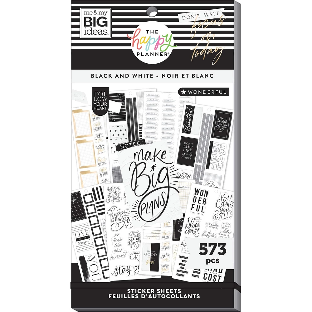 The Happy Planner® Black & White Value Pack Stickers