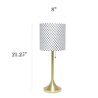 Simple Designs 21.5" Tapered Gold Table Lamp with Fabric Drum Shade