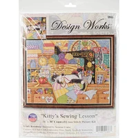 Design Works™ Kitty Sewing Lesson Counted Cross Stitch Kit