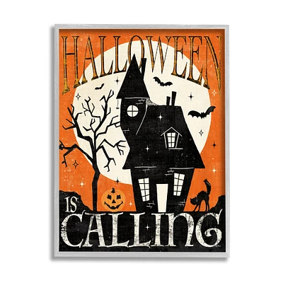 Stupell Industries Halloween Is Calling Haunted House Framed Giclee Art
