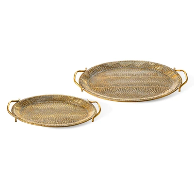 Glitzhome® Gold Oval Metal Decorative Trays Set