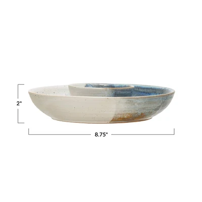 Hello Honey® 8.75" Hand-Painted Cream & Blue Stoneware Serving Bowl Set