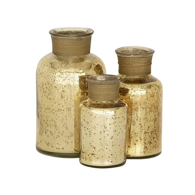 Gold Glam Decorative Glass Bottle Set