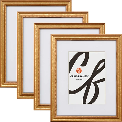 Craig Frames 4 Pack Stratton Aged Gold Picture Frame with Mat