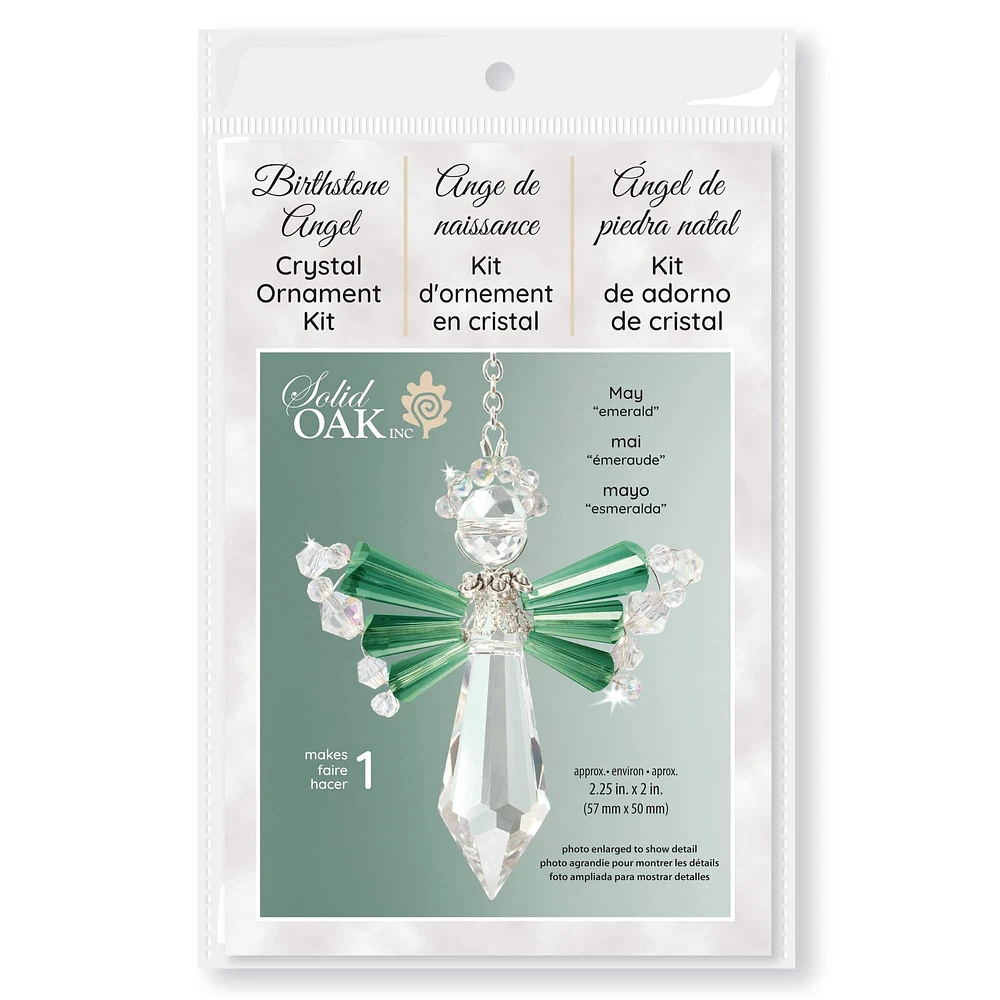 Solid Oak May/Emerald Birthstone Angel Crystal Suncatcher Ornament Kit