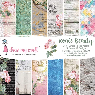 Dress My Craft Single-Sided Paper Pad 6"X6" 24/Pkg-Iconic Beauty, 12 Designs/2 Each